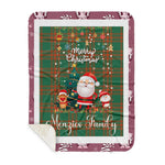 Personalized Gift Tartan Plaid Blanket Clan Menzies Green Ancient With Funny Santa Snowman Reindeer Merry Christmas Gift Sherpa Blanket, blue plaid sherpa blanket,blue tartan sherpa blanket,Buchan,buffalo plaid sherpa blanket,christmas sherpa blanket,Christmas Throw Blanket