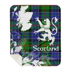Sherpa Blanket - Tartan Blanket Thistle and Lion Scottish Clan Paterson Plaid Blanket, plaid sherpa blanket queen,purple sherpa blanket,queen sherpa blanket,queen size sherpa blanket,red sherpa blanket,scottish tartan blankets,sherpa blanket,sherpa christmas blanket