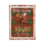 Personalized Gift Plaid Tartan Blanket Clan Hay Ancient With Moose Lover Xmas Gift Santa Riding Christmas Fleece Blanket