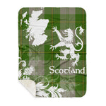 Sherpa Blanket - Tartan Blanket Thistle and Lion Scottish Clan Cunningham Dress Green Dancers Plaid Blanket, plaid sherpa blanket queen,purple sherpa blanket,queen sherpa blanket,queen size sherpa blanket,red sherpa blanket,scottish tartan blankets,sherpa blanket,sherpa christmas blanket
