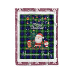 Personalized Gift Tartan Plaid Blanket Clan Bannerman With Funny Santa Snowman Reindeer Merry Christmas Fleece Blanket, Home Living Room, Plaid Blanket, Tartan Blanket, Scottish Blanket, Buffalo fleece blanket, Christmas Blanket