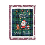 Personalized Gift Tartan Plaid Blanket Clan Graham Of Menteith Ancient With Funny Santa Snowman Reindeer Merry Christmas Fleece Blanket, Christmas Blanket, Plaid Blanket, Tartan Blanket,Scottish Blanket