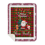 Personalized Gift Tartan Plaid Blanket Clan Skene With Funny Santa Snowman Reindeer Merry Christmas Gift Sherpa Blanket, blue plaid sherpa blanket,blue tartan sherpa blanket,Buchan,buffalo plaid sherpa blanket,christmas sherpa blanket,Christmas Throw Blanket