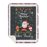 Personalized Gift Tartan Plaid Blanket Clan Forbes of Druinnor With Funny Santa Snowman Reindeer Merry Christmas Gift Sherpa Blanket, blue plaid sherpa blanket,blue tartan sherpa blanket,Buchan,buffalo plaid sherpa blanket,christmas sherpa blanket,Christmas Throw Blanket