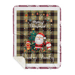 Personalized Gift Tartan Plaid Blanket Clan Dunlop Hunting With Funny Santa Snowman Reindeer Merry Christmas Gift Sherpa Blanket, blue plaid sherpa blanket,blue tartan sherpa blanket,Buchan,buffalo plaid sherpa blanket,christmas sherpa blanket,Christmas Throw Blanket
