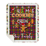 Personalized Gift Tartan Plaid Blanket Clan Gow With Christmas Cookie Baking Crew Christmas Gift Sherpa Blanket, tartan sherpa blanket,buffalo plaid sherpa blanket,christmas sherpa blanket,Christmas Throw Blanket,green plaid sherpa blanket,green sherpa blanket