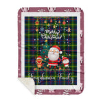 Personalized Gift Tartan Plaid Blanket Clan Farquharson Modern With Funny Santa Snowman Reindeer Merry Christmas Gift Sherpa Blanket, blue plaid sherpa blanket,blue tartan sherpa blanket,Buchan,buffalo plaid sherpa blanket,christmas sherpa blanket,Christmas Throw Blanket