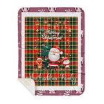 Personalized Gift Tartan Plaid Blanket Clan MacLachlan Modern With Funny Santa Snowman Reindeer Merry Christmas Gift Sherpa Blanket, blue plaid sherpa blanket,blue tartan sherpa blanket,Buchan,buffalo plaid sherpa blanket,christmas sherpa blanket,Christmas Throw Blanket