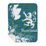 Scotstee Shop - Tartan Blanket Thistle and Lion Scottish Clan Lockhart Ancient Plaid Blanket - Sherpa Blanket