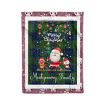 Personalized Gift Tartan Plaid Blanket Clan Montgomery Ancient With Funny Santa Snowman Reindeer Merry Christmas Fleece Blanket, Home Living Room, Plaid Blanket, Tartan Blanket, Scottish Blanket, Buffalo fleece blanket, Christmas Blanket