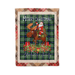Personalized Gift Plaid Tartan Blanket Clan Blackadder With Moose Lover Xmas Gift Santa Riding Christmas Fleece Blanket