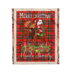 Personalized Gift Plaid Tartan Blanket Clan Maule With Moose Lover Xmas Gift Santa Riding Christmas Fleece Blanket