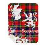 Sherpa Blanket - Tartan Blanket Thistle and Lion Scottish Clan MacPherson Plaid Blanket, plaid sherpa blanket queen,purple sherpa blanket,queen sherpa blanket,queen size sherpa blanket,red sherpa blanket,scottish tartan blankets,sherpa blanket,sherpa christmas blanket
