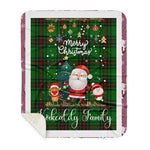 Personalized Gift Tartan Plaid Blanket Clan Kirkcaldy With Funny Santa Snowman Reindeer Merry Christmas Gift Sherpa Blanket, blue plaid sherpa blanket,blue tartan sherpa blanket,Buchan,buffalo plaid sherpa blanket,christmas sherpa blanket,Christmas Throw Blanket