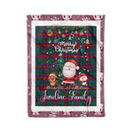 Personalized Gift Tartan Plaid Blanket Clan Jardine Dress With Funny Santa Snowman Reindeer Merry Christmas Fleece Blanket, Home Living Room, Plaid Blanket, Tartan Blanket, Scottish Blanket, Buffalo fleece blanket, Christmas Blanket