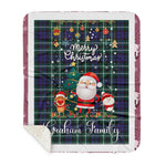 Personalized Gift Tartan Plaid Blanket Clan Graham Of Montrose Modern With Funny Santa Snowman Reindeer Merry Christmas Gift Sherpa Blanket, blue plaid sherpa blanket,blue tartan sherpa blanket,Buchan,buffalo plaid sherpa blanket,christmas sherpa blanket,Christmas Throw Blanket