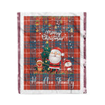 Personalized Gift Tartan Plaid Blanket Clan Hamilton Ancient With Funny Santa Snowman Reindeer Merry Christmas Fleece Blanket, Christmas Blanket, Plaid Blanket, Tartan Blanket,Scottish Blanket