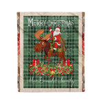 Personalized Gift Plaid Tartan Blanket Clan MacDonald Lord Of The Isles With Moose Lover Xmas Gift Santa Riding Christmas Fleece Blanket