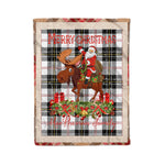 Personalized Gift Plaid Tartan Blanket Clan MacPherson With Moose Lover Xmas Gift Santa Riding Christmas Fleece Blanket