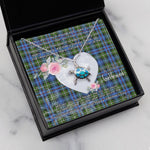 Sea Turtle Necklace Gift for My Beautiful Girlfriend Valentines Necklace Clan MacKenzie Modern Tartan Blue Turtle Necklace