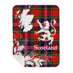 Sherpa Blanket - Tartan Blanket Thistle and Lion Scottish Clan MacPherson Plaid Blanket, plaid sherpa blanket queen,purple sherpa blanket,queen sherpa blanket,queen size sherpa blanket,red sherpa blanket,scottish tartan blankets,sherpa blanket,sherpa christmas blanket