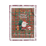 Personalized Gift Tartan Plaid Blanket Clan MacKinnon Ancient With Funny Santa Snowman Reindeer Merry Christmas Fleece Blanket, Home Living Room, Plaid Blanket, Tartan Blanket, Scottish Blanket, Buffalo fleece blanket, Christmas Blanket