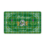 Doormat - Welcome Mat Scottish Clan Badge Cranstoun Ancient Tartan Door Mat, Plaid Doormat With Thistle and Two Lion Scottish