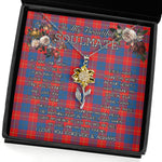 To My Beautiful Soulmate Sunflower Necklace In Your Eyes I Have Found My Home Clan McKerrell Red Tartan Jewelry For Girlfriend, Tartan Sunflower Pendant Necklace, Scottish Tartan Jewelry, valentine necklace, necklace girlfriend, necklace for wife, cute necklaces for girlfriend, jewelry for girlfriend, to my soulmate necklace, to my future wife necklace