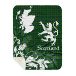 Sherpa Blanket - Tartan Blanket Thistle and Lion Scottish Clan Agnew Hunting Plaid Blanket, plaid sherpa blanket queen,purple sherpa blanket,queen sherpa blanket,queen size sherpa blanket,red sherpa blanket,scottish tartan blankets,sherpa blanket,sherpa christmas blanket