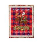Personalized Gift Plaid Tartan Blanket Clan Hamilton Modern With Moose Lover Xmas Gift Santa Riding Christmas Fleece Blanket