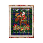 Personalized Gift Plaid Tartan Blanket Clan Carmichael Modern With Moose Lover Xmas Gift Santa Riding Christmas Fleece Blanket