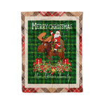 Personalized Gift Plaid Tartan Blanket Clan MacArthur With Moose Lover Xmas Gift Santa Riding Christmas Fleece Blanket
