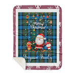 Personalized Gift Tartan Plaid Blanket Clan Ferguson Ancient With Funny Santa Snowman Reindeer Merry Christmas Gift Sherpa Blanket, blue plaid sherpa blanket,blue tartan sherpa blanket,Buchan,buffalo plaid sherpa blanket,christmas sherpa blanket,Christmas Throw Blanket