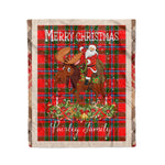 Personalized Gift Plaid Tartan Blanket Clan Paterson With Moose Lover Xmas Gift Santa Riding Christmas Fleece Blanket