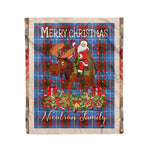 Personalized Gift Plaid Tartan Blanket Clan Nicolson With Moose Lover Xmas Gift Santa Riding Christmas Fleece Blanket