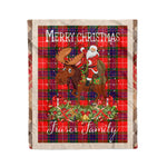 Personalized Gift Plaid Tartan Blanket Clan Fraser Modern With Moose Lover Xmas Gift Santa Riding Christmas Fleece Blanket