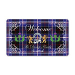 Doormat - Welcome Mat Scottish Clan Badge Dunlop Modern Tartan Door Mat, Plaid Doormat With Thistle and Two Lion Scottish