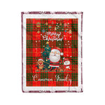 Personalized Gift Tartan Plaid Blanket Clan Cameron Modern With Funny Santa Snowman Reindeer Merry Christmas Fleece Blanket, Home Living Room, Plaid Blanket, Tartan Blanket, Scottish Blanket, Buffalo fleece blanket, Christmas Blanket