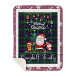 Personalized Gift Tartan Plaid Blanket Clan Campbell Of Cawdor Modern With Funny Santa Snowman Reindeer Merry Christmas Gift Sherpa Blanket, blue plaid sherpa blanket,blue tartan sherpa blanket,Buchan,buffalo plaid sherpa blanket,christmas sherpa blanket,Christmas Throw Blanket