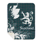 Sherpa Blanket - Tartan Blanket Thistle and Lion Scottish Clan Cockburn Modern Plaid Blanket, plaid sherpa blanket queen,purple sherpa blanket,queen sherpa blanket,queen size sherpa blanket,red sherpa blanket,scottish tartan blankets,sherpa blanket,sherpa christmas blanket