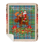 Personalized Gift Plaid Tartan Blanket Clan Whitelaw Ancient With Moose Lover Xmas Gift Santa Riding Buffalo Plaid Christmas Sherpa Blanket