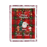 Personalized Gift Tartan Plaid Blanket Clan Seton With Funny Santa Snowman Reindeer Merry Christmas Fleece Blanket, Home Living Room, Plaid Blanket, Tartan Blanket, Scottish Blanket, Buffalo fleece blanket, Christmas Blanket