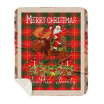 Personalized Gift Plaid Tartan Blanket Clan MacPhee With Moose Lover Xmas Gift Santa Riding Plaid Christmas Sherpa Blanket