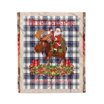 Personalized Gift Plaid Tartan Blanket Clan Hannay Grey With Moose Lover Xmas Gift Santa Riding Christmas Fleece Blanket