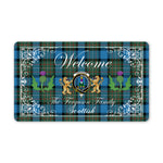 Doormat - Welcome Mat Scottish Clan Ferguson Ancient Tartan Door Mat, Plaid Doormat With Thistle and Two Lion Scottish