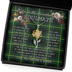 To My Beautiful Soulmate Sunflower Necklace In Your Eyes I Have Found My Home Clan MacArthur Modern Tartan Jewelry For Girlfriend, Tartan Sunflower Pendant Necklace, Scottish Tartan Jewelry, valentine necklace, necklace girlfriend, necklace for wife, cute necklaces for girlfriend, jewelry for girlfriend, to my soulmate necklace, to my future wife necklace
