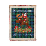 Personalized Gift Plaid Tartan Blanket Clan Blackwatch Ancient With Moose Lover Xmas Gift Santa Riding Christmas Fleece Blanket
