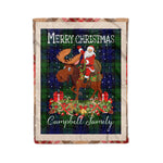 Personalized Gift Plaid Tartan Blanket Clan Campbell With Moose Lover Xmas Gift Santa Riding Christmas Fleece Blanket