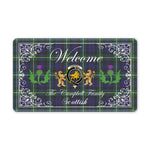 Doormat - Welcome Mat Scottish Clan Campbell Argyll Modern Tartan Door Mat, Plaid Doormat With Thistle and Two Lion Scottish