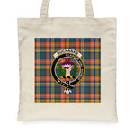 Canvas Tote Bags Royal Scottish Buchanan Ancient Clan Badge Tartan Plaid Tote Bag - Scotstee Shop